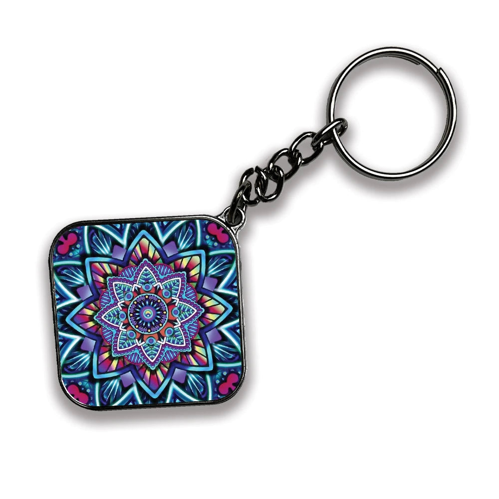 Mandala - A Combo Of 4 Silver Border Keychains