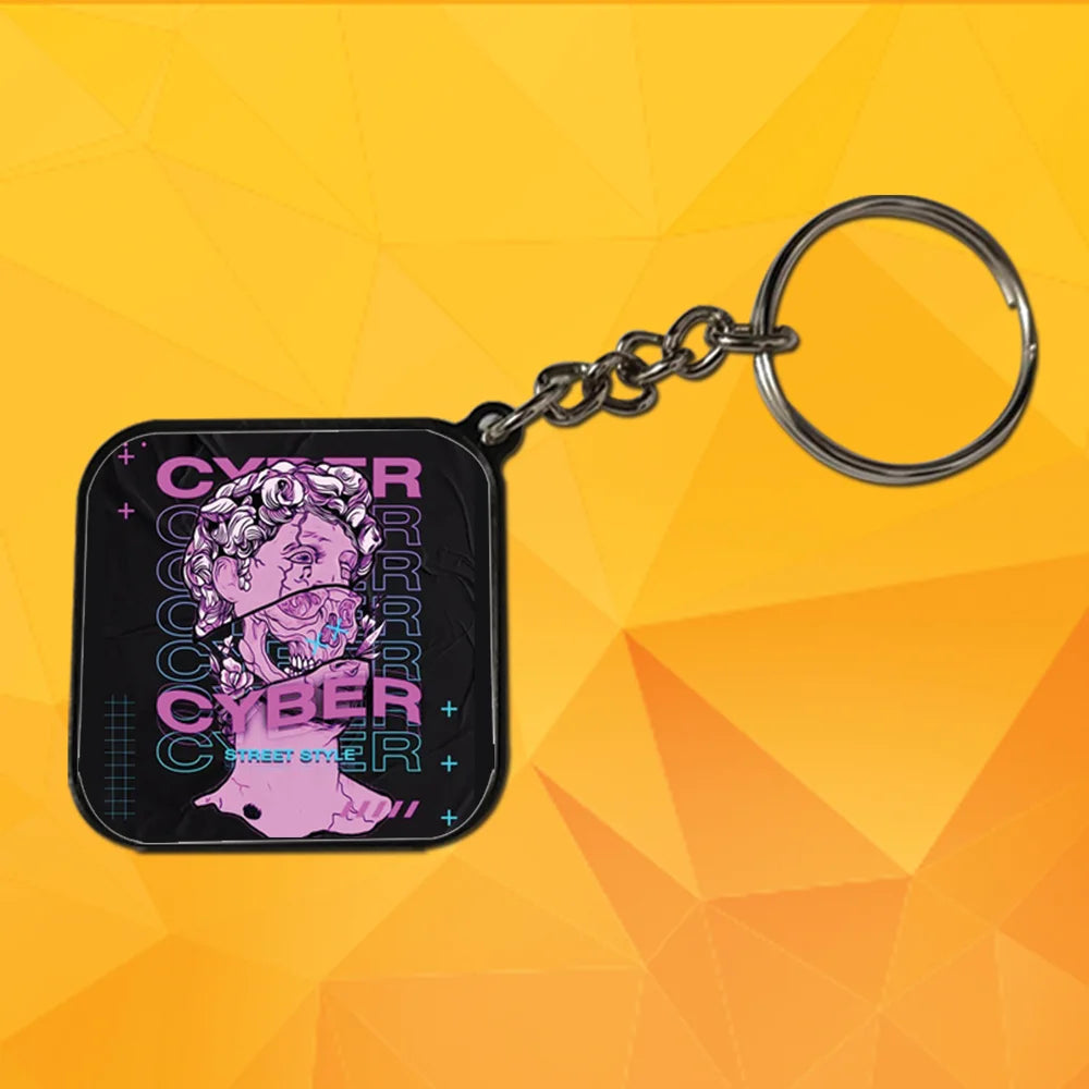 Street Style - A Combo Of 4 Black Border Keychains