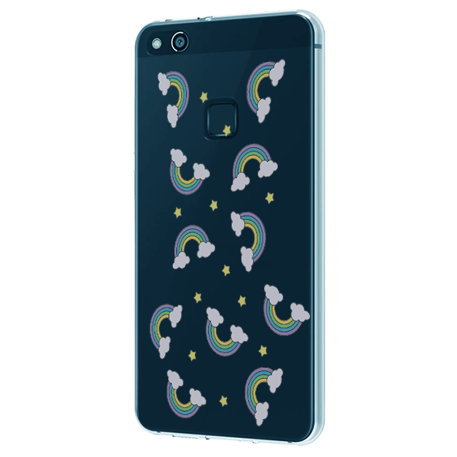 Rainbow With Clouds - Clear Printed Case For iPhone Models