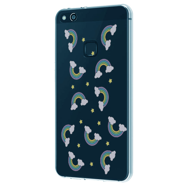 Rainbow With Clouds - Clear Printed Case For Realme Models