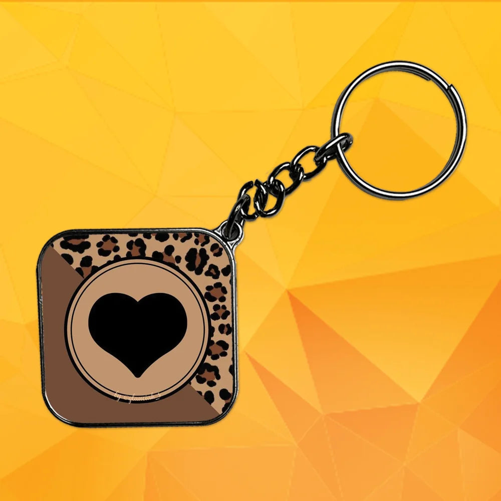 Black Heart - Keychain With Silver Border (Pack Of 2)