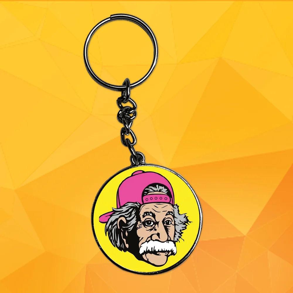 Einstein Swag - Keychain With Silver Border (Pack Of 2)
