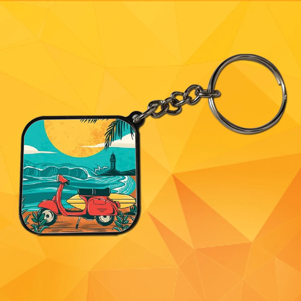 Beach Aesthetic - Keychain With Black Border (Pack Of 2)
