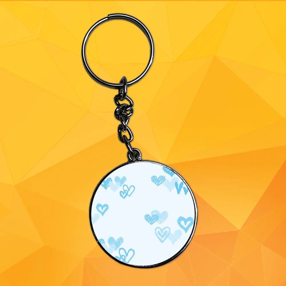 Blue Hearts - Keychain With Silver Border (Pack Of 2)