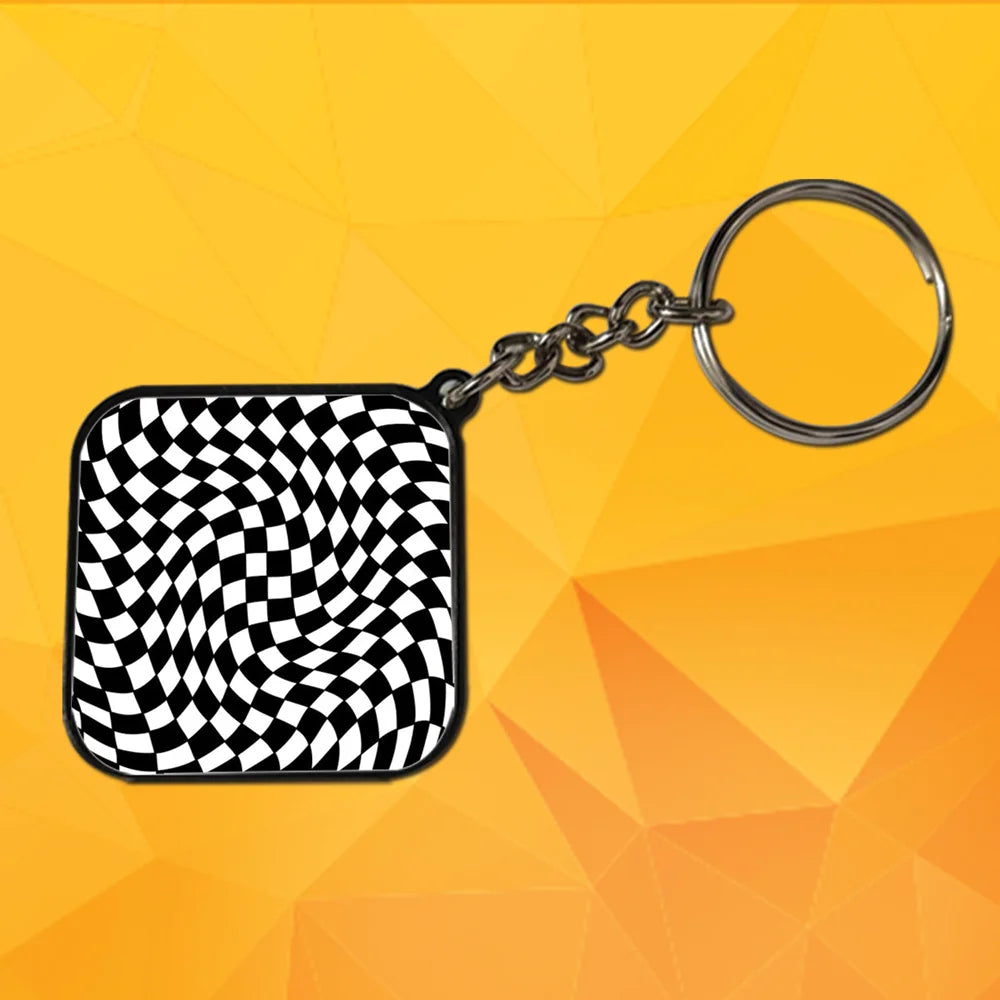 Checks - Keychain With Black Border (Pack Of 2)