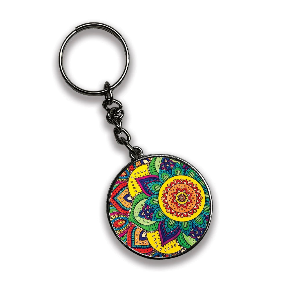 Mandala - A Combo Of 4 Silver Border Keychains