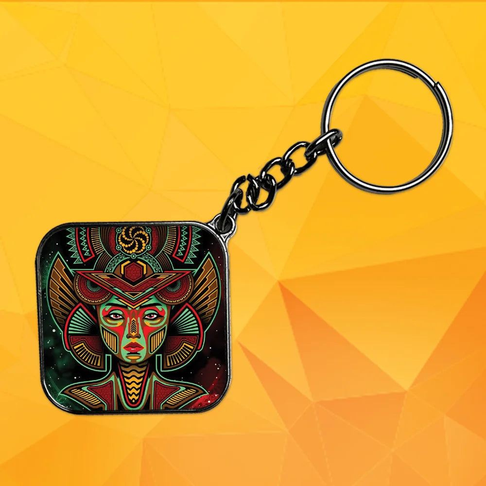 Colorful Psychedelic Art - Keychain With Silver Border (Pack Of 2)