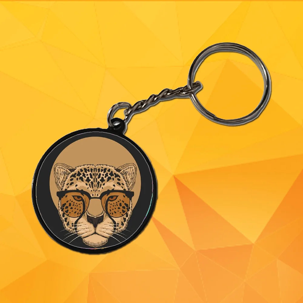 Cheetah With Sunglasses - Keychain With Black Border (Pack Of 2)