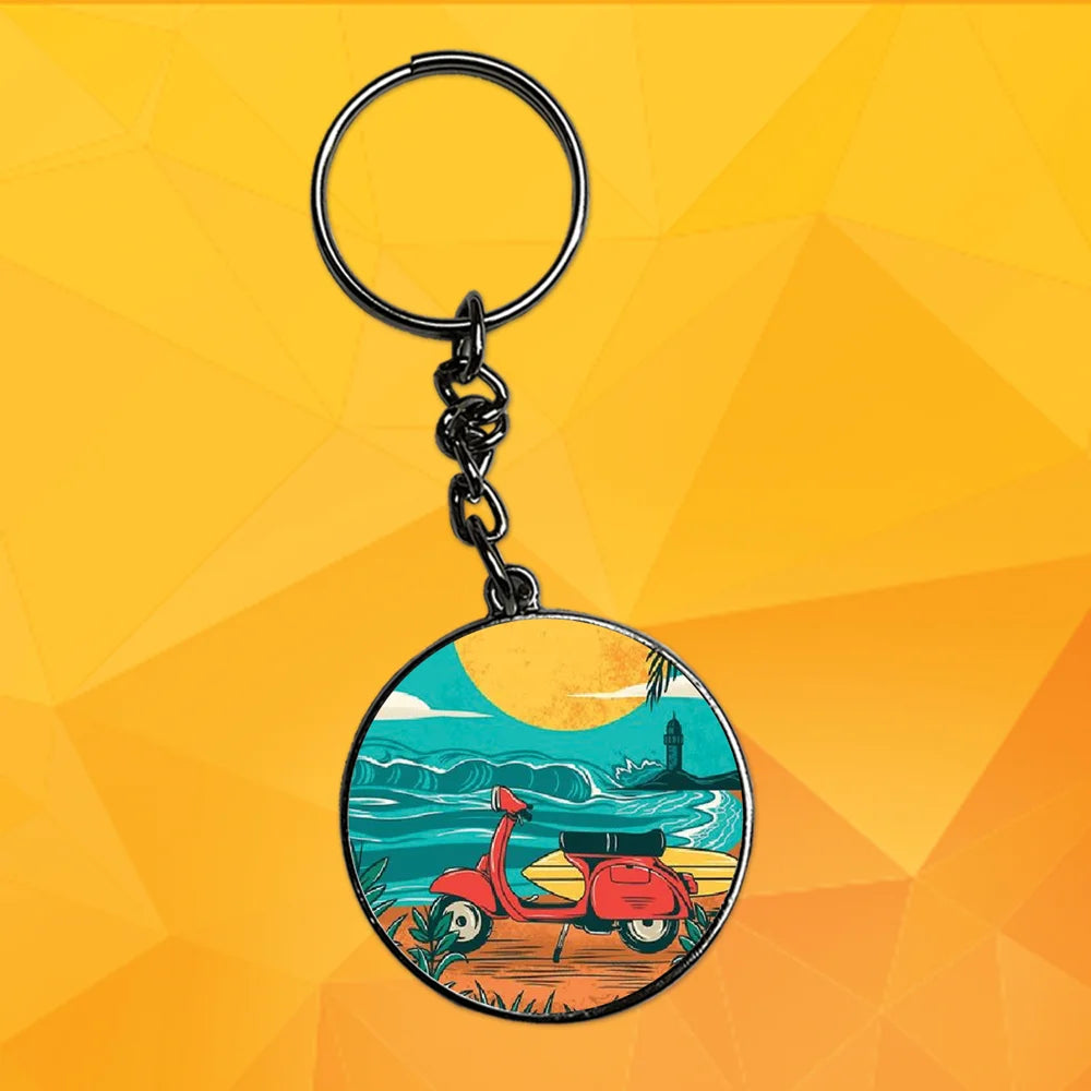 Beach Aesthetic - Keychain With Silver Border (Pack Of 2)