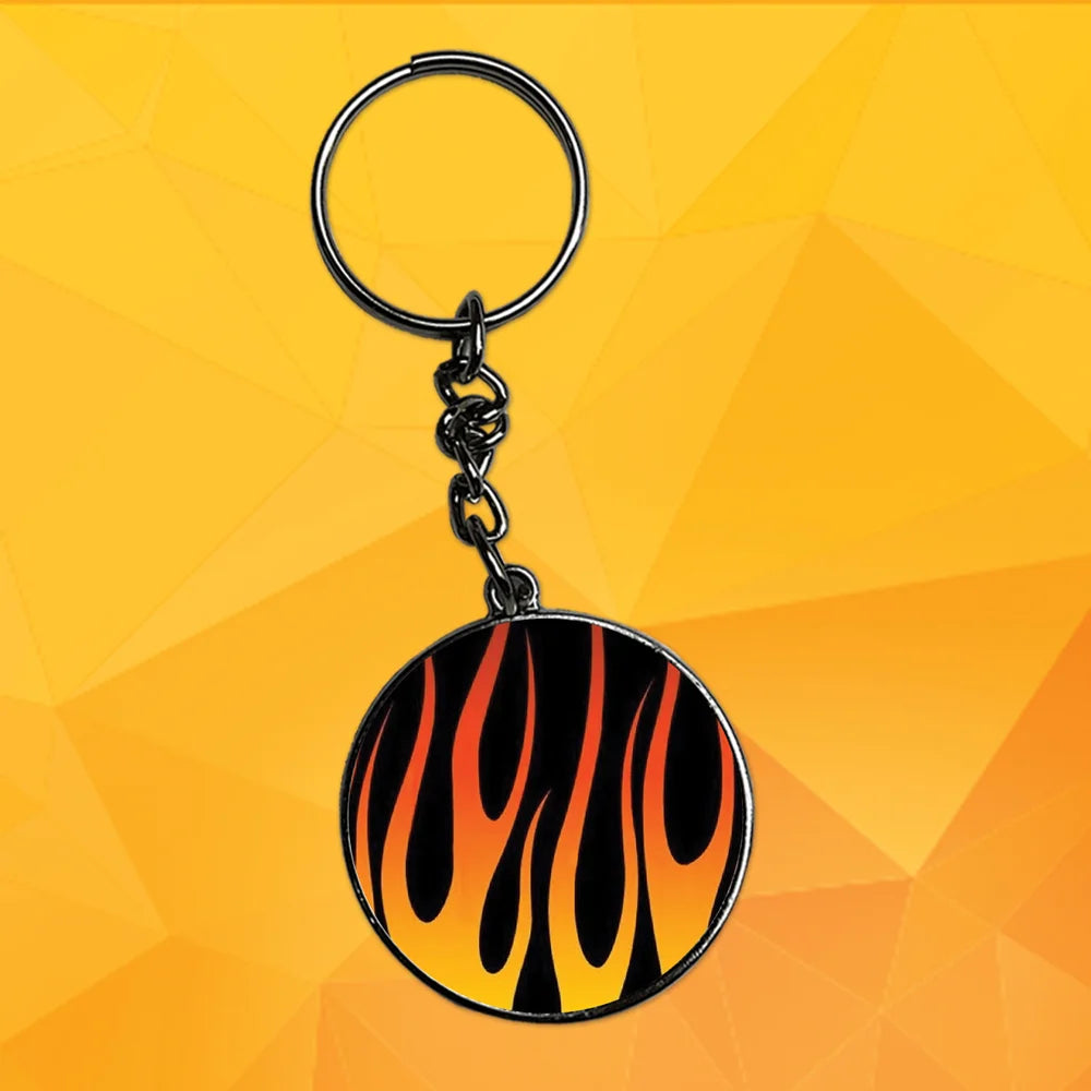 Flames - Keychain With Silver Border (Pack Of 2)