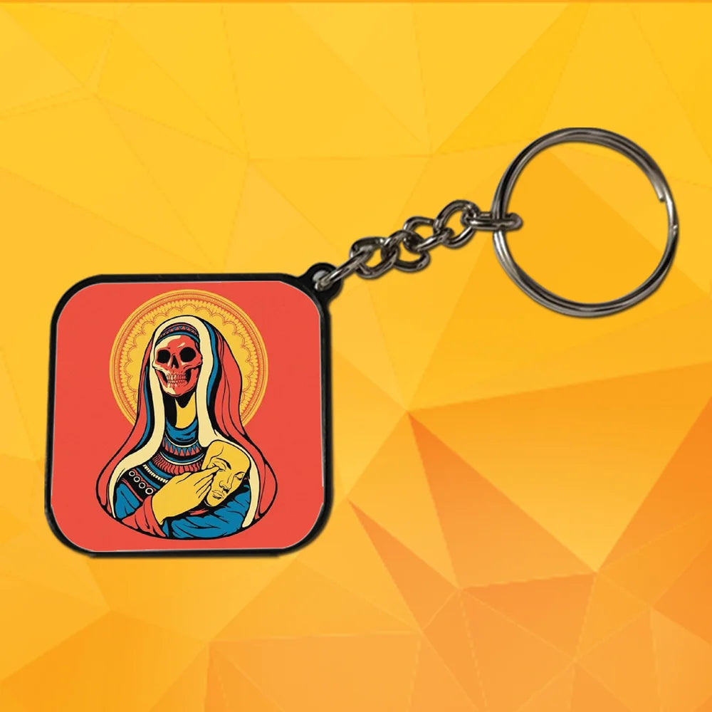 Skeleton Art - Keychain With Black Border (Pack Of 2)