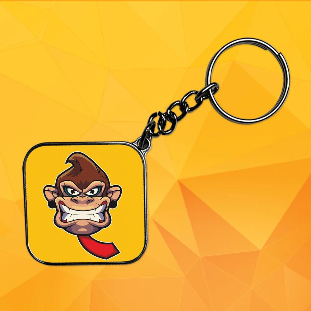 Yellow Monkey - Keychain With Silver Border (Pack Of 2)
