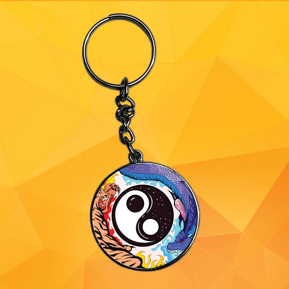 Ying Yang - Keychain With Silver Border (Pack Of 2)