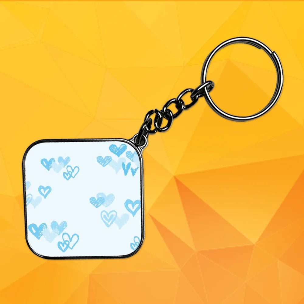 Blue Hearts - Keychain With Silver Border (Pack Of 2)