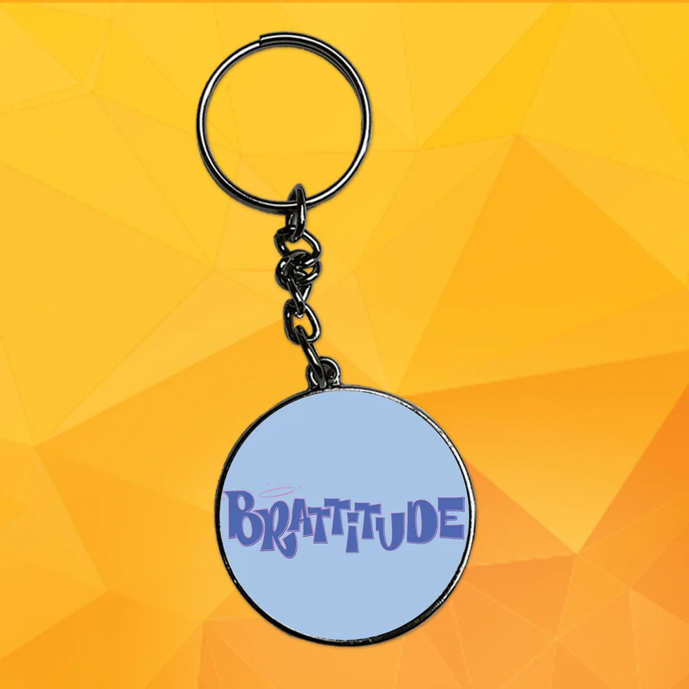 Bratitude - Keychain With Silver Border (Pack Of 2)