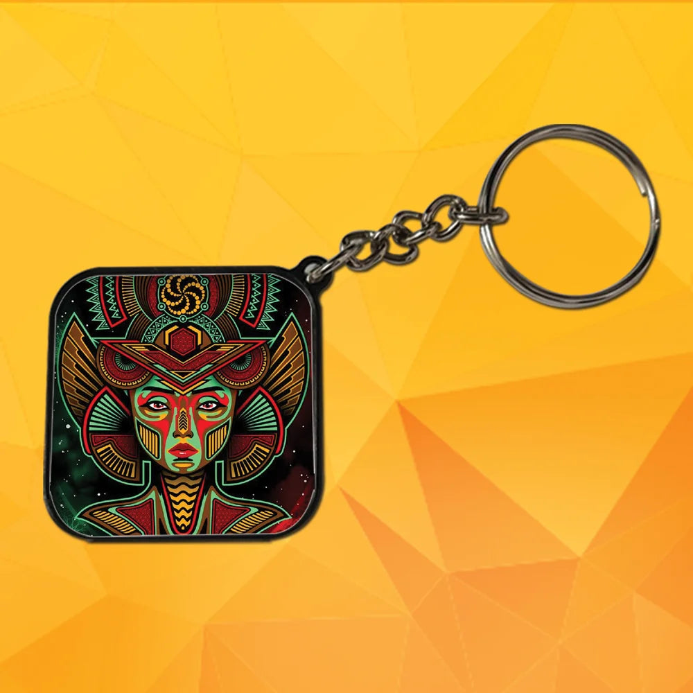 Colorful Psychedelic Art - Keychain With Black Border (Pack Of 2)
