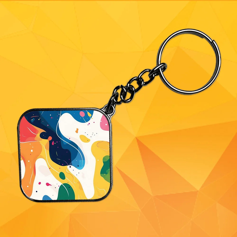 Morning Hues - Keychain With Silver Border (Pack Of 2)