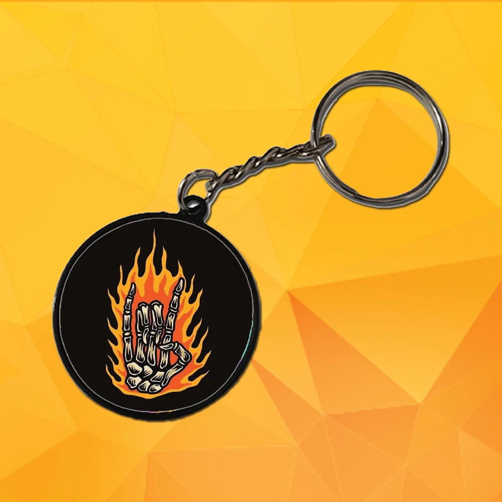 Rockstar Skeleton - Keychain With Black Border (Pack Of 2)