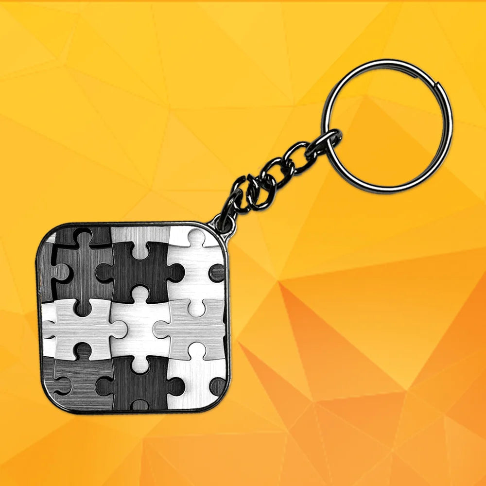 Maze - Keychain With Silver Border (Pack Of 2)