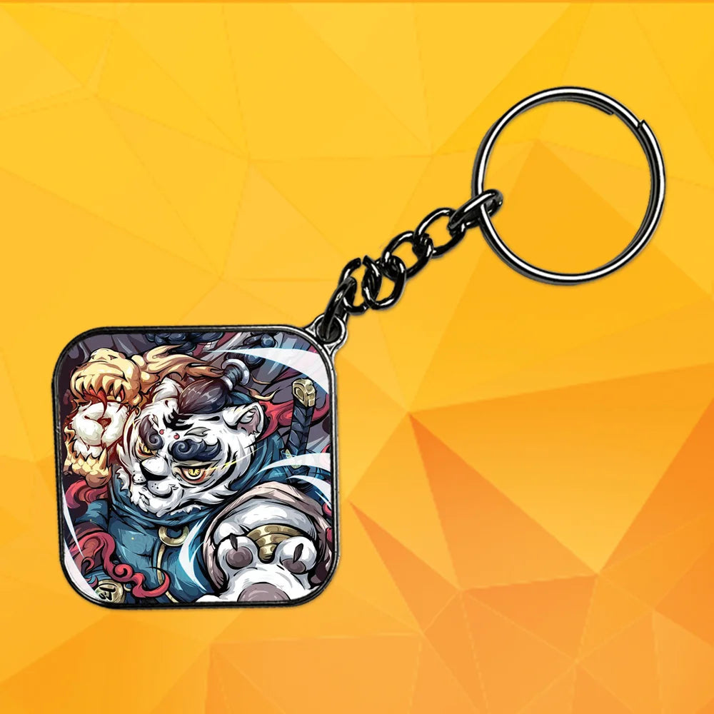 Panda Warrior - Keychain With Silver Border (Pack Of 2)