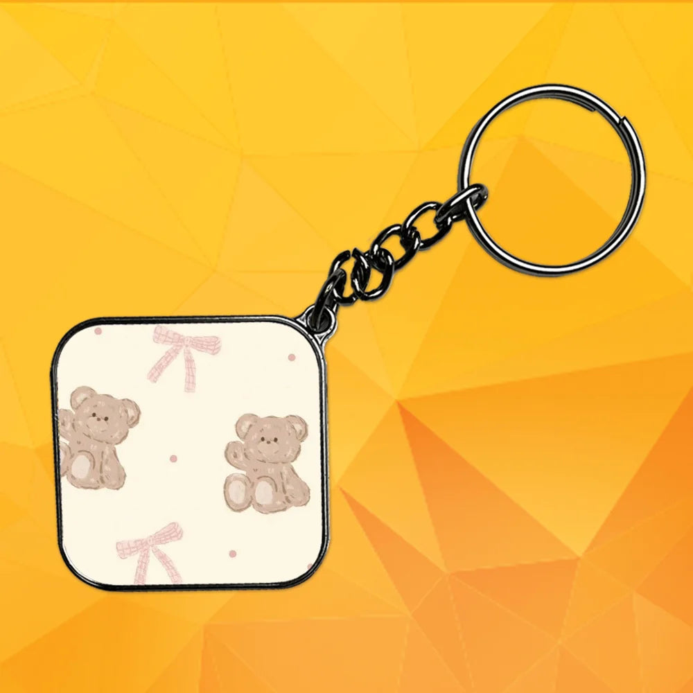 Cute Bear - Keychain With Silver Border (Pack Of 2)