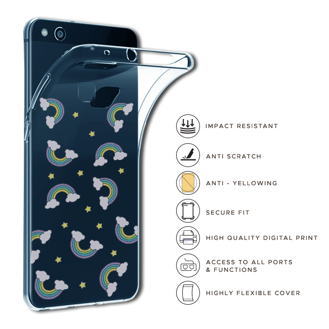 Rainbow With Clouds - Clear Printed Case For iPhone Models infographic