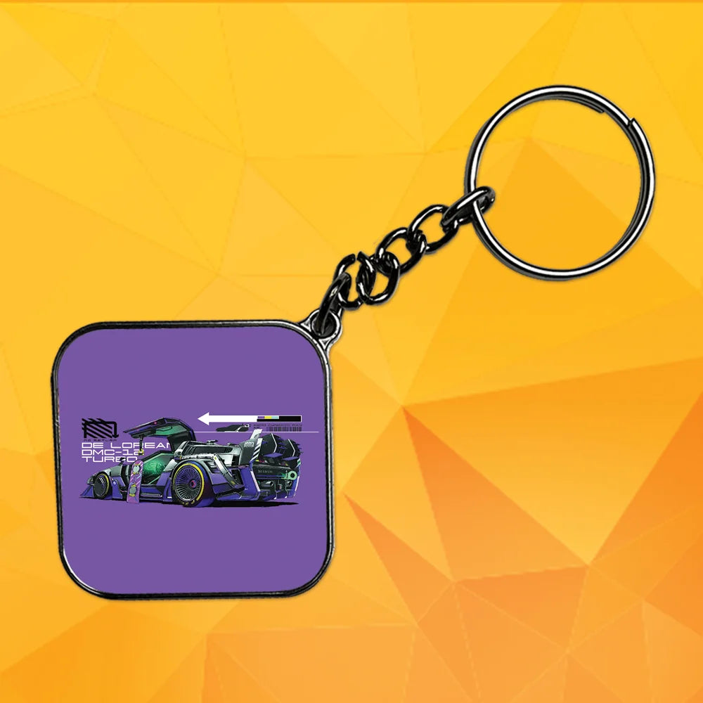 Sports Car - Keychain With Silver Border (Pack Of 2)