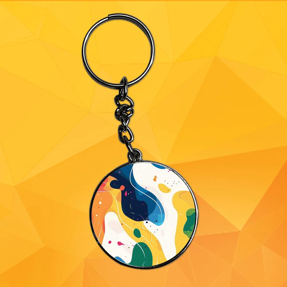 Morning Hues - Keychain With Silver Border (Pack Of 2)