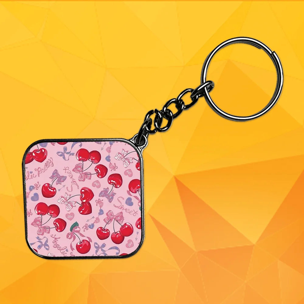 Cherries - Keychain With Silver Border (Pack Of 2)