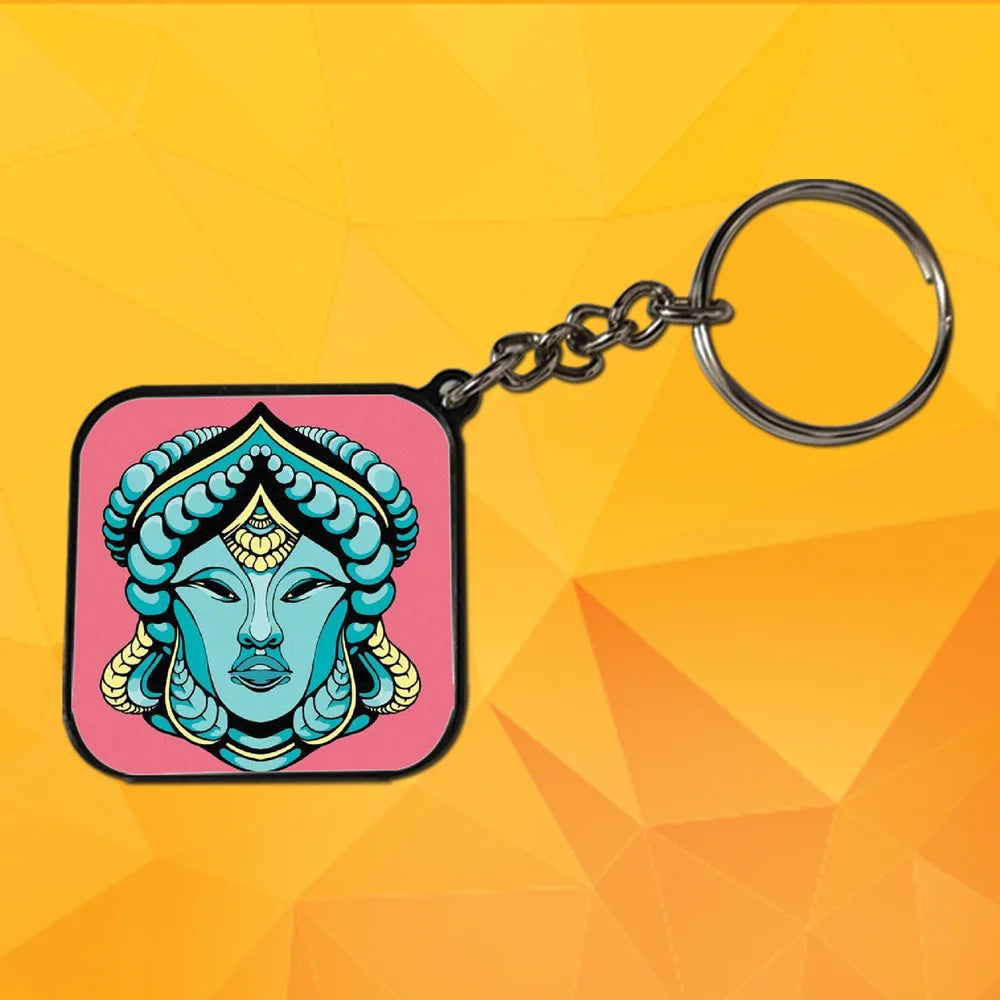 Woman Pyschedelic Art - Keychain With Black Border (Pack Of 2)
