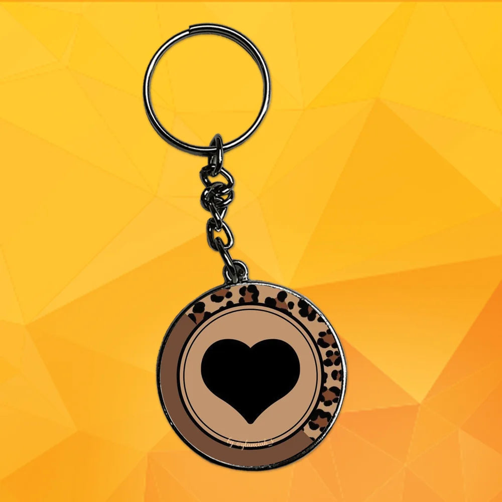 Black Heart - Keychain With Silver Border (Pack Of 2)