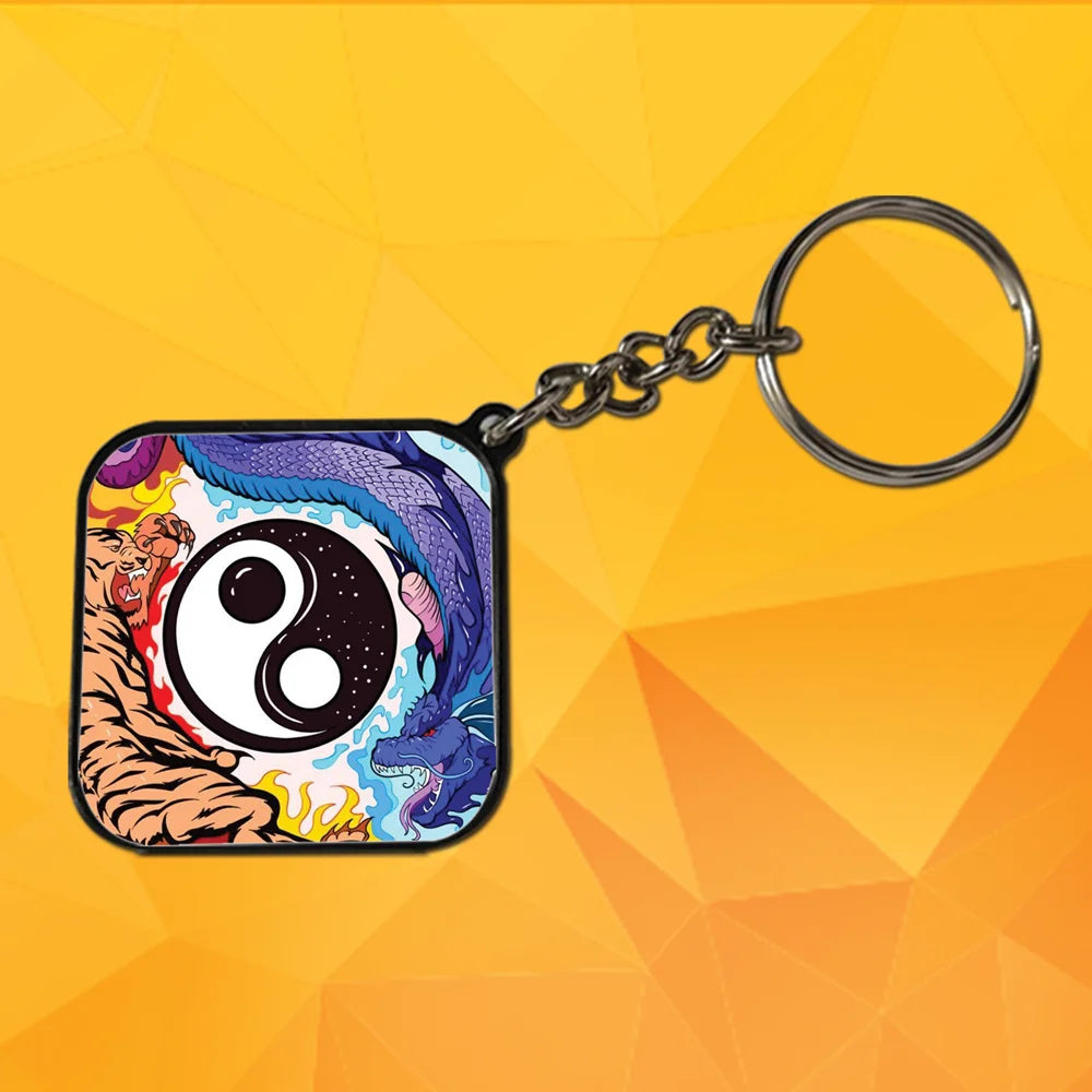 Ying Yang- Keychain With Black Border (Pack Of 2)