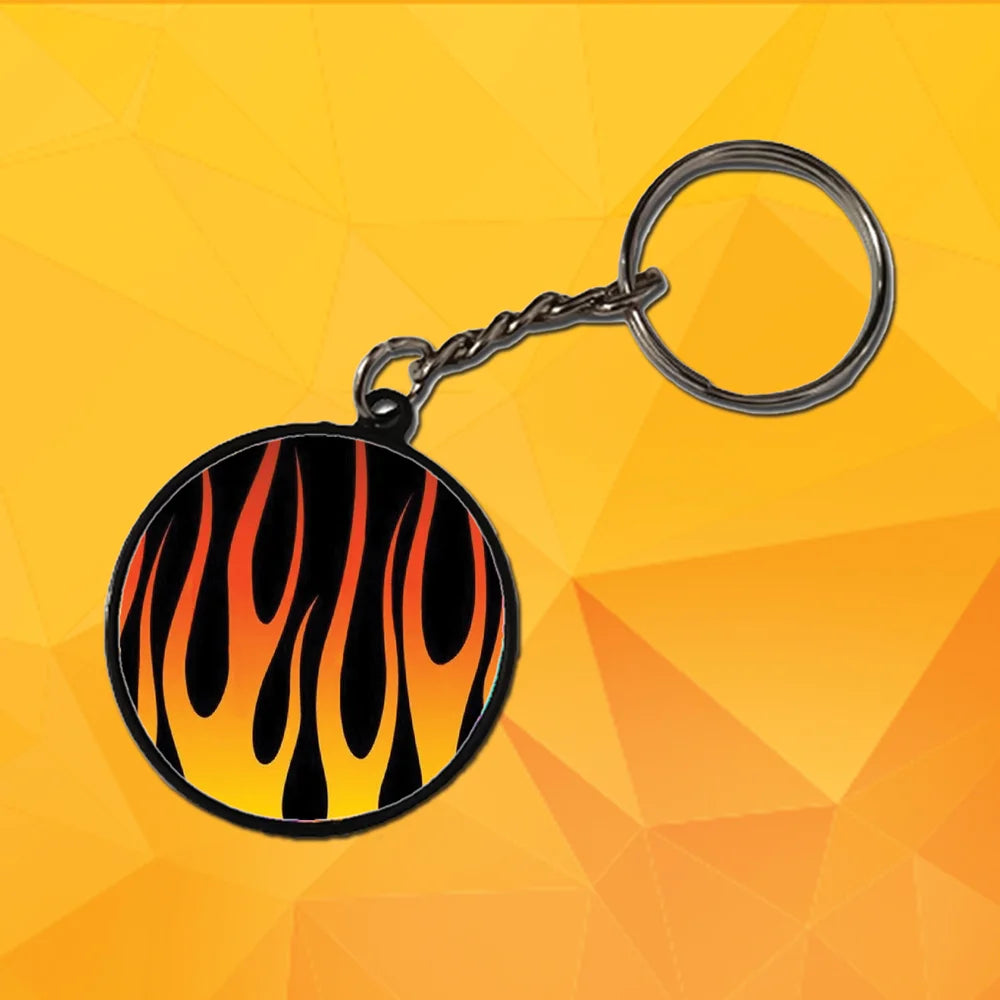 Flames- Keychain With Black Border (Pack Of 2)