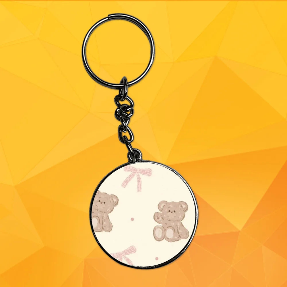 Cute Bear - Keychain With Silver Border (Pack Of 2)