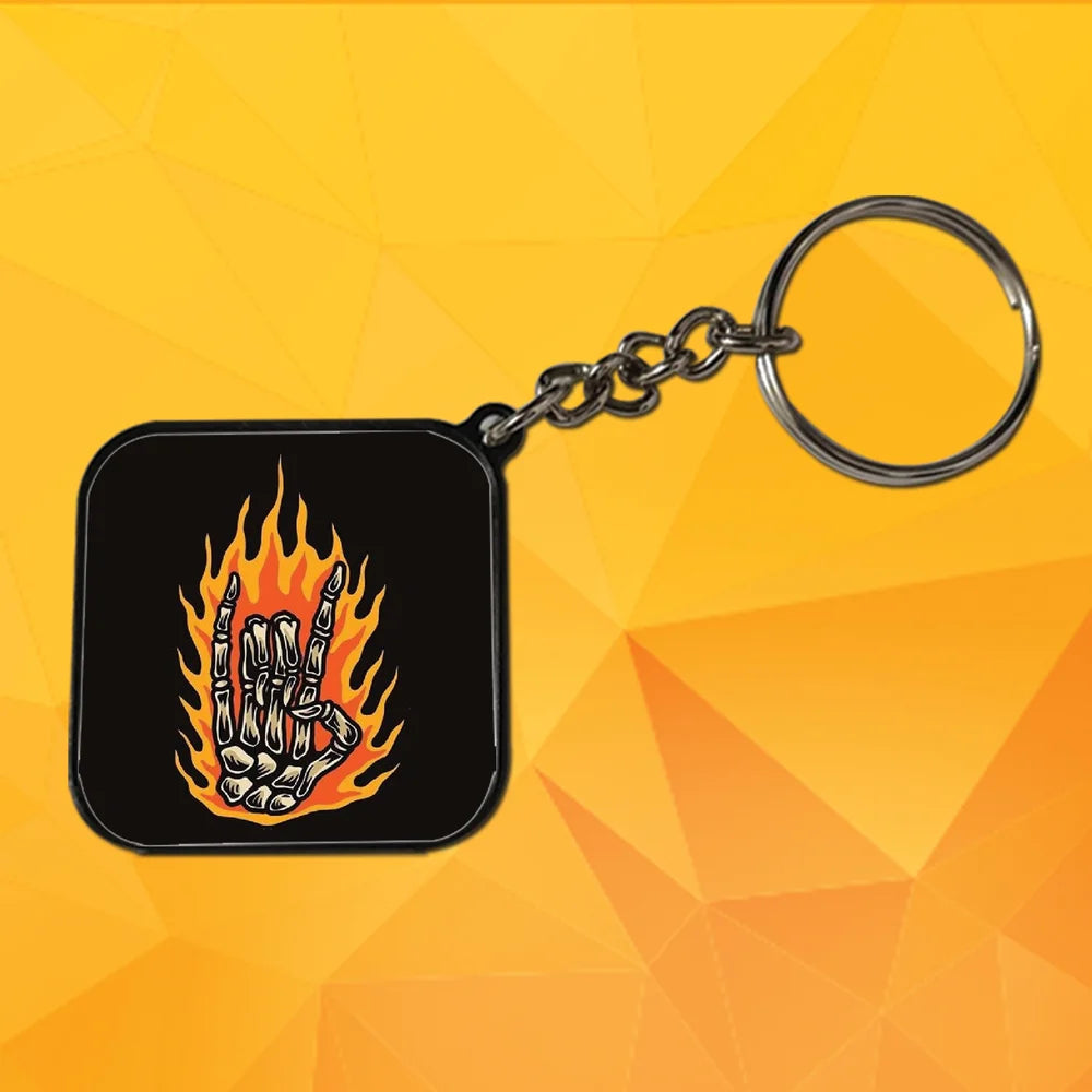 Rockstar Skeleton - Keychain With Black Border (Pack Of 2)