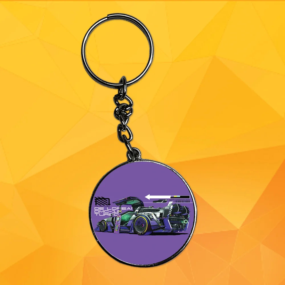 Sports Car - Keychain With Silver Border (Pack Of 2)
