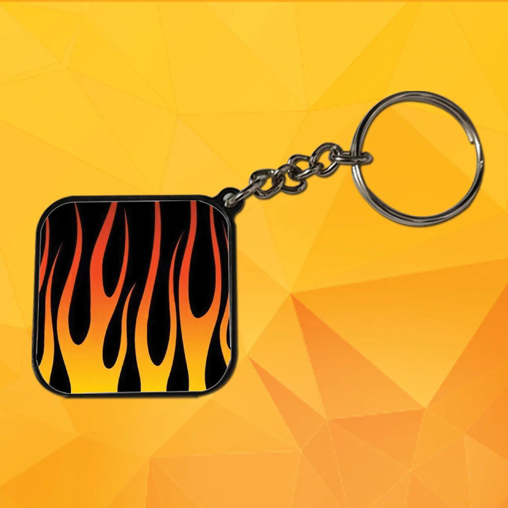 Flames- Keychain With Black Border (Pack Of 2)