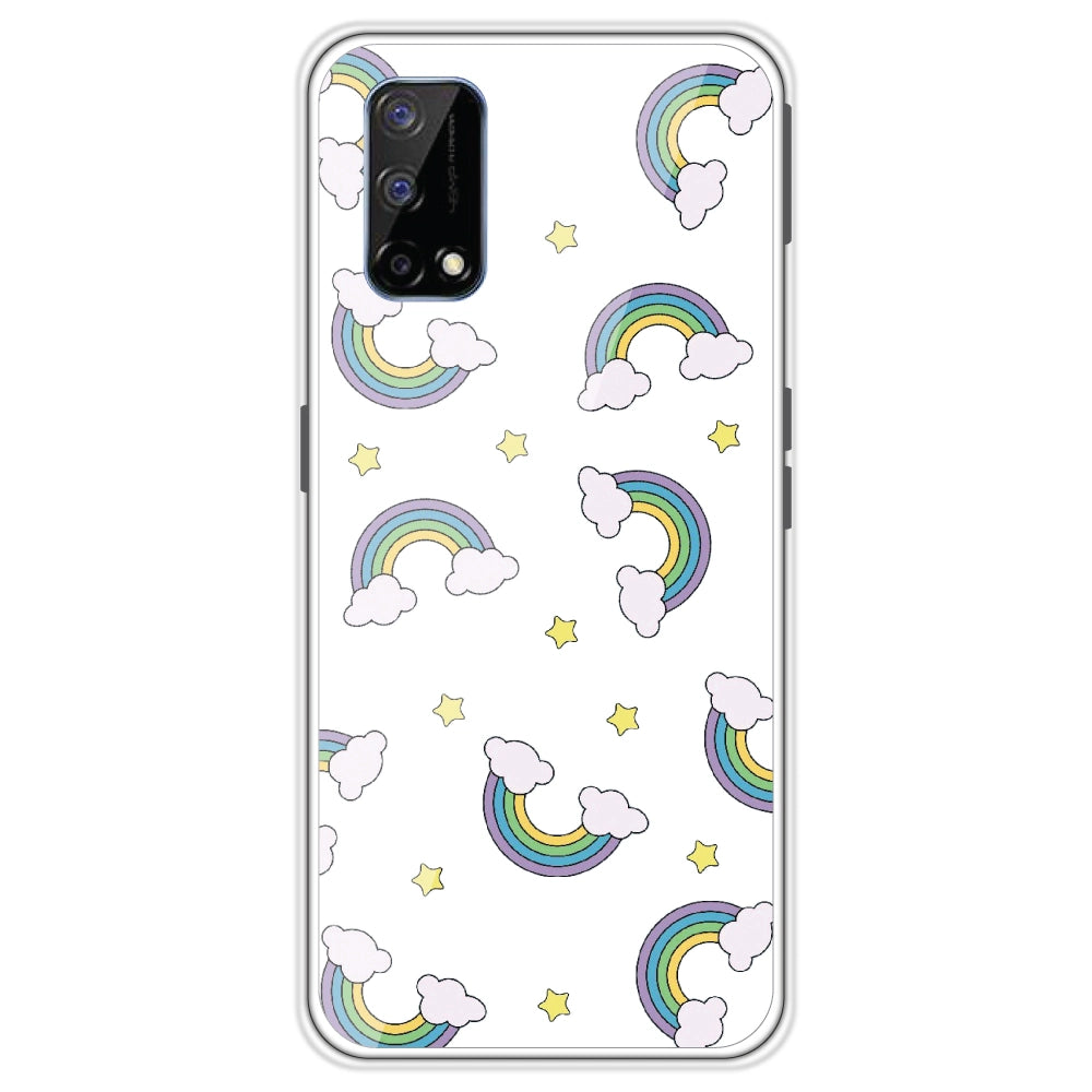 Rainbow With Clouds - Clear Printed Case For Realme Models