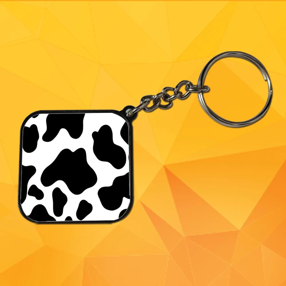 Cow Print - Keychain With Black Border (Pack Of 2)