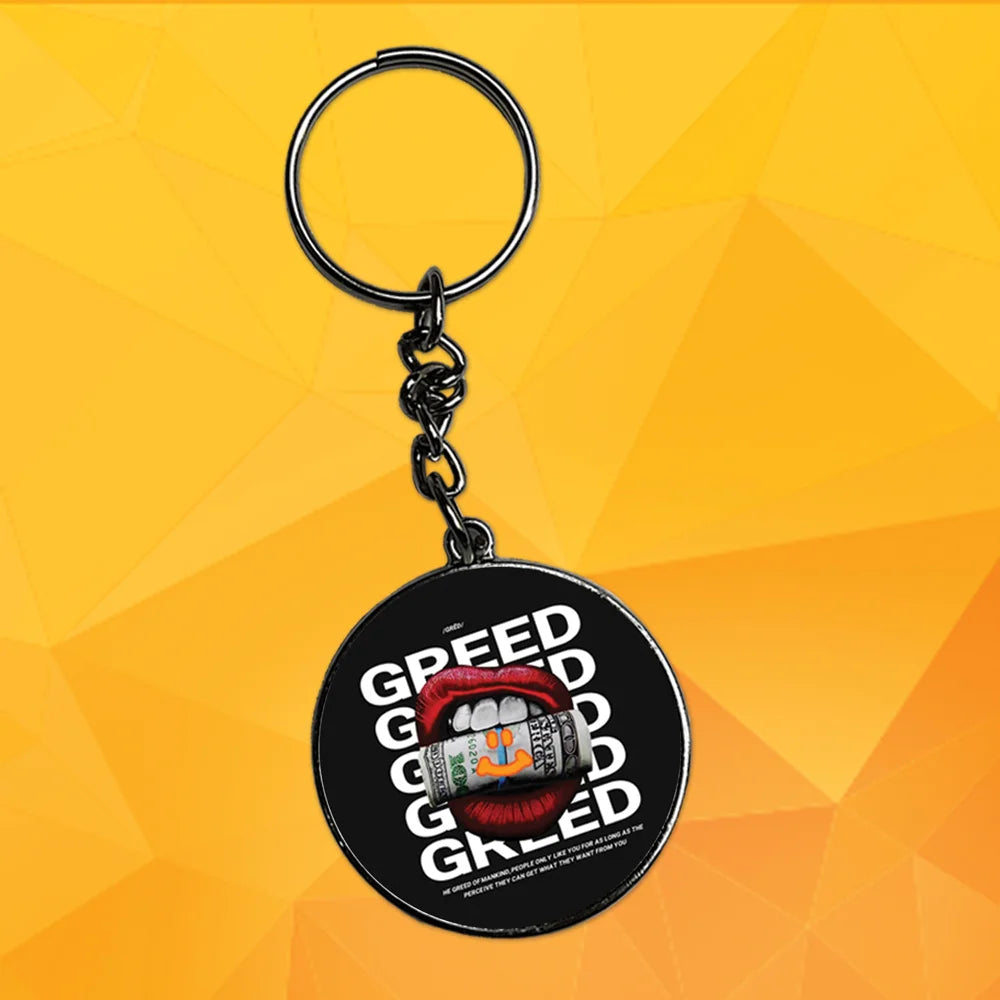 Greed - Keychain With Silver Border (Pack Of 2)