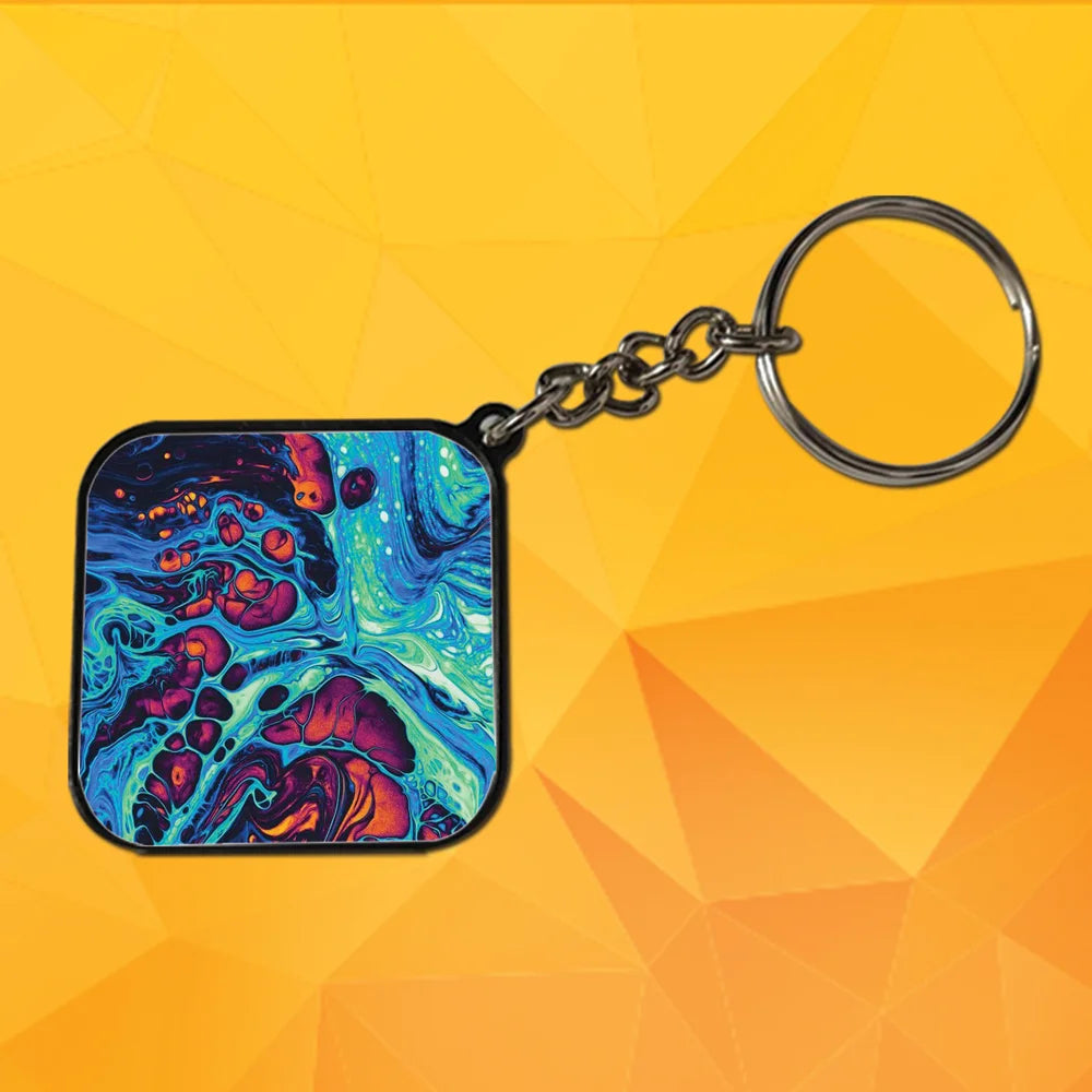 Watermarble - A Combo Of 4 Black Border Keychains