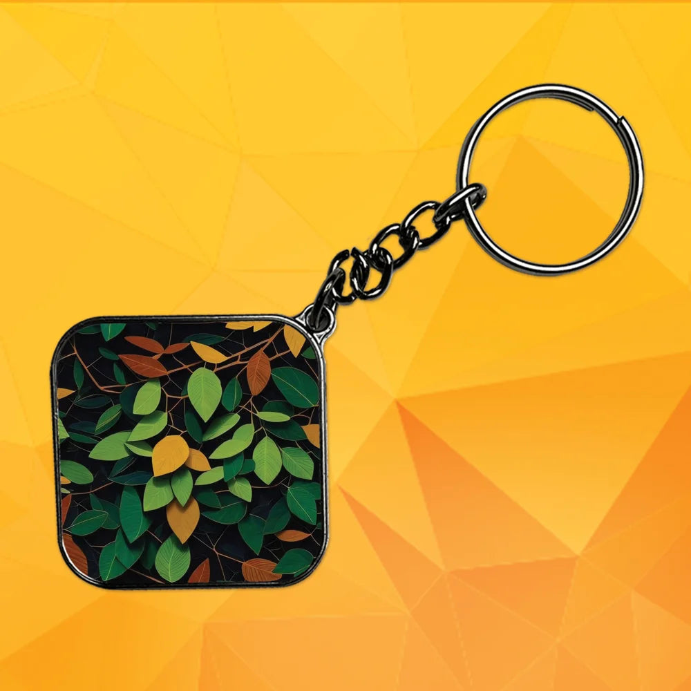 Leaves - Keychain With Silver Border (Pack Of 2)