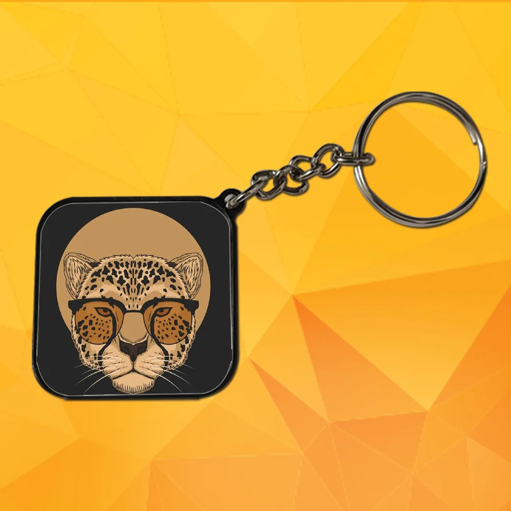 Cheetah With Sunglasses - Keychain With Black Border (Pack Of 2)