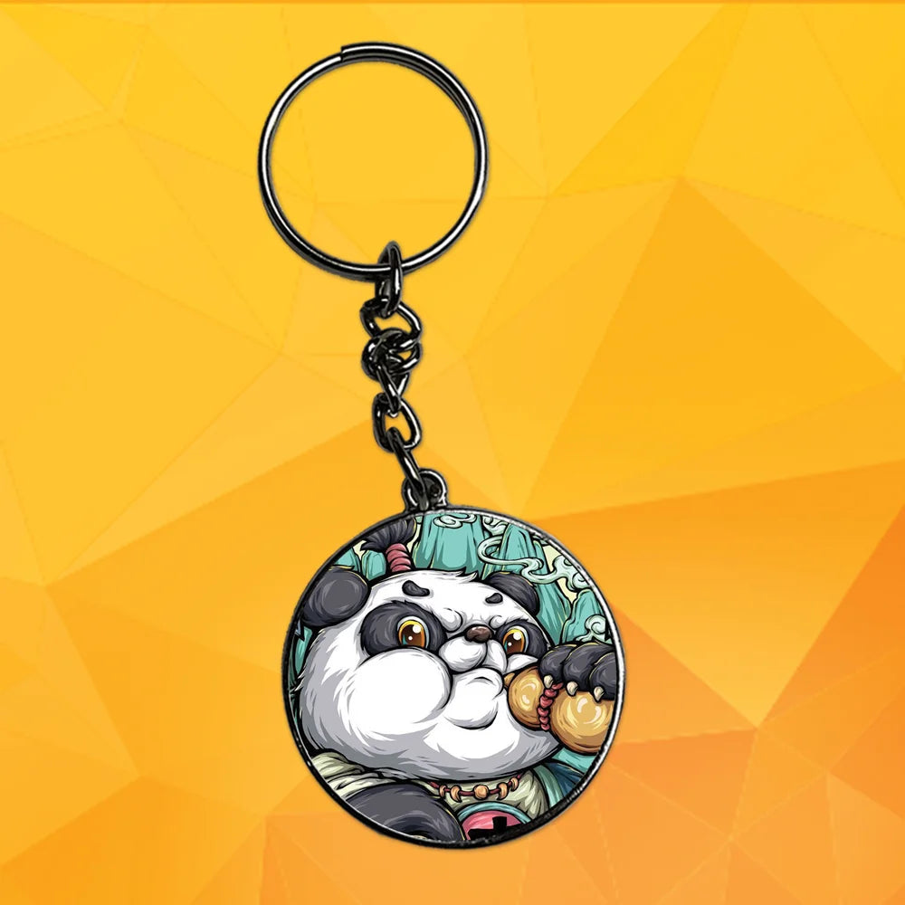 Panda King - Keychain With Silver Border (Pack Of 2)