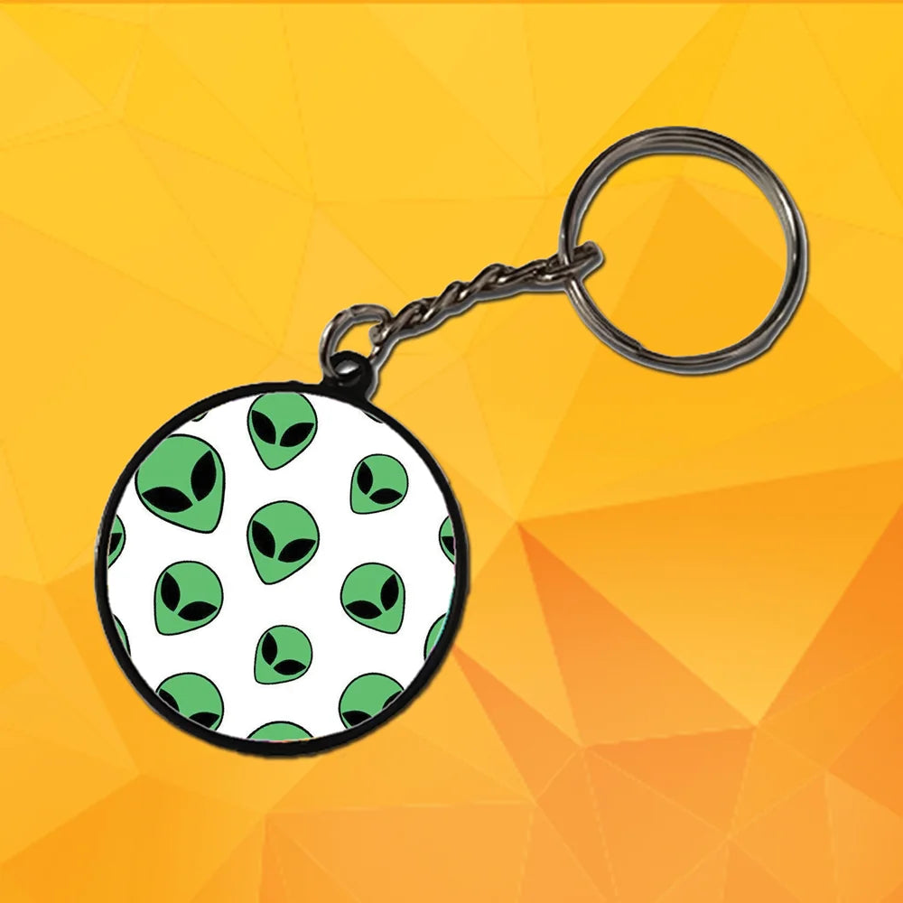 Aliens Head - Keychain With Black Border (Pack Of 2)