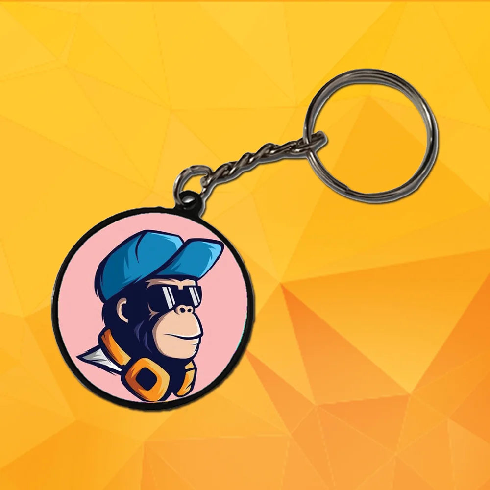 Monkey DJ - Keychain With Black Border (Pack Of 2)