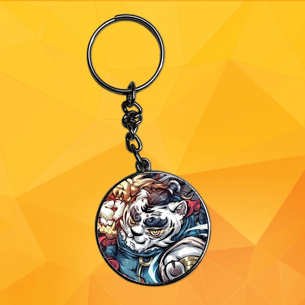 Panda Warrior - Keychain With Silver Border (Pack Of 2)