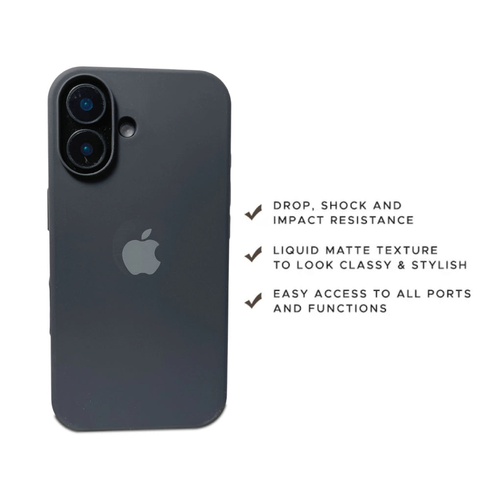 Black Liquid Silicone Case For Apple iPhone Models Infographic