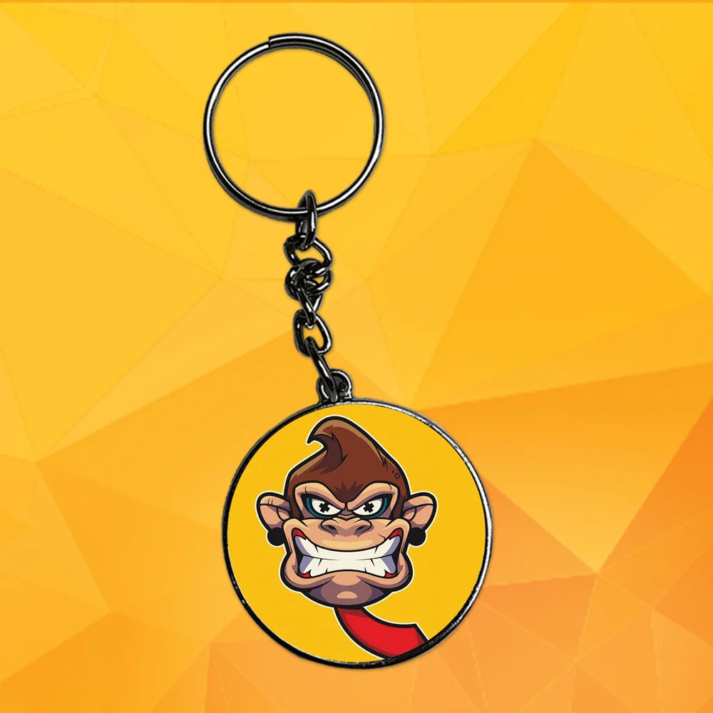 Yellow Monkey - Keychain With Silver Border (Pack Of 2)