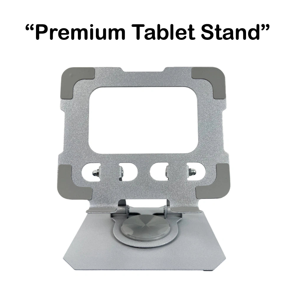Adjustable Metal Tablet & Mobile Stand – Foldable Desk Holder Infographic